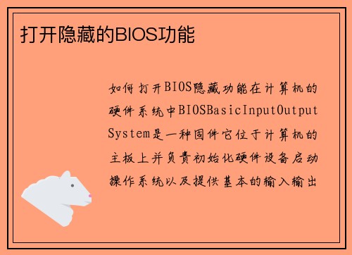 打开隐藏的BIOS功能